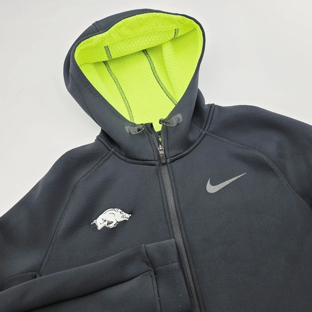 Nike Therma Sphere Training Jacket Mens L Black Volt Hooded Tech Razorbacks NCAA